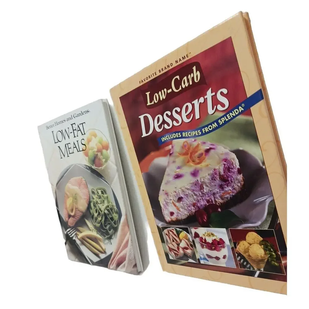 2 COOK BOOKS  Low Carb LOW-FAT MEALS Dessert Hardcover Healthy Easy Cooking